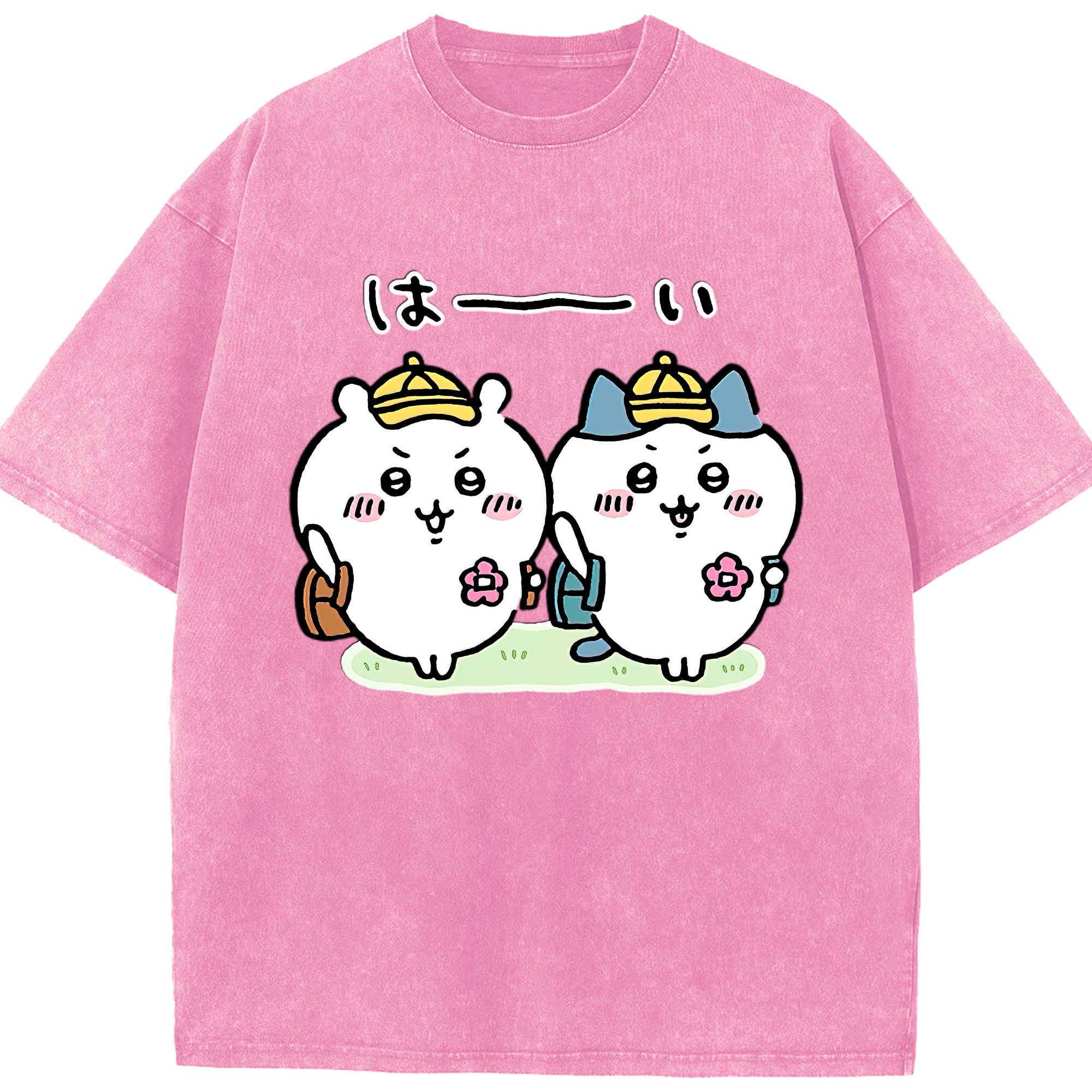 （画像用） ちいかわ ハチワレ Chii-kawa hachiware 綿100% ヴィンテージ風 半袖Tシャツ（フロントプリント）